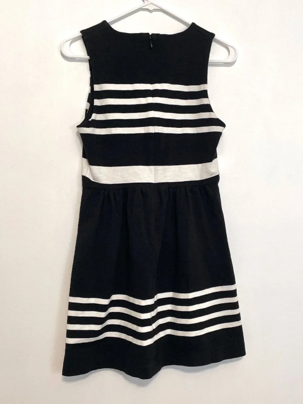 J. CREW Factory Striped Daybreak Dress Black White Sleeveless Mini Fit & Flare